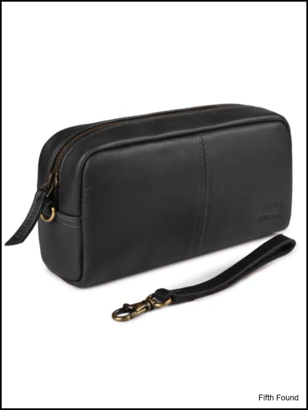 Full-Grain Buff Leather Toiletry Bag for Men & Women, Black